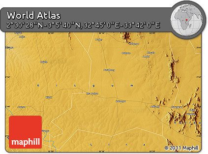 Physical Map of the Area around 2° 48' 4" N, 33° 13' 30" E