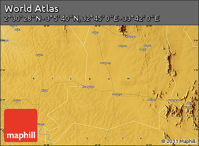 Physical Map of the Area around 2° 48' 4" N, 33° 13' 30" E