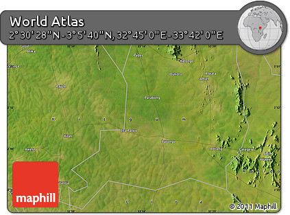 Satellite Map of the Area around 2° 48' 4" N, 33° 13' 30" E