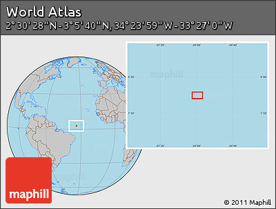 Gray Location Map of the Area around 2° 48' 4" N, 33° 55' 29" W