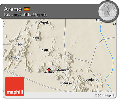 Shaded Relief 3D Map of Aremo