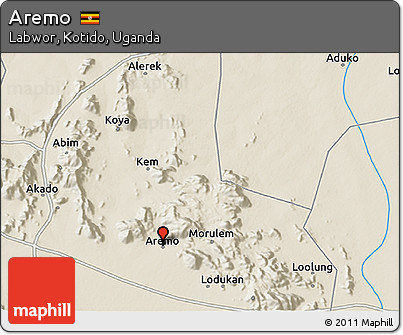 Shaded Relief 3D Map of Aremo