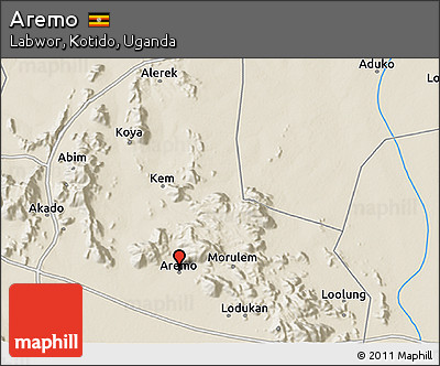 Shaded Relief 3D Map of Aremo