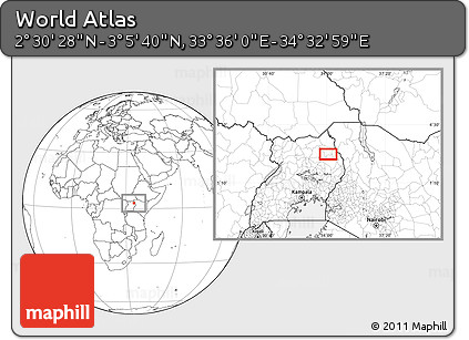 Blank Location Map of the Area around 2° 48' 4" N, 34° 4' 30" E