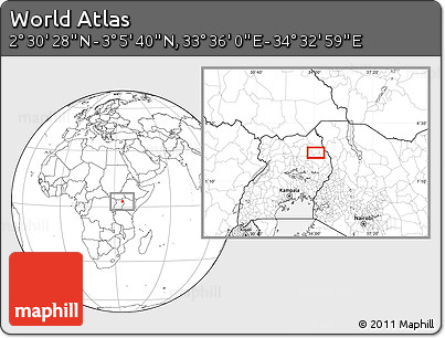 Blank Location Map of the Area around 2° 48' 4" N, 34° 4' 30" E
