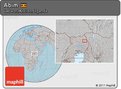 Gray Location Map of Abim, hill shading