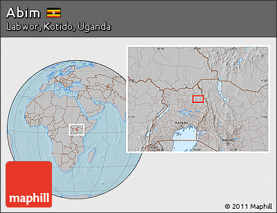 Gray Location Map of Abim, hill shading