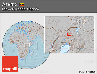 Gray Location Map of Aremo, hill shading