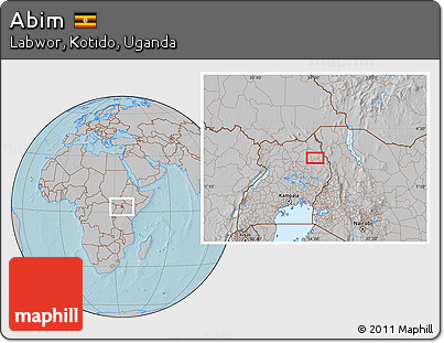 Gray Location Map of Abim, hill shading