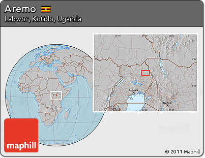 Gray Location Map of Aremo, hill shading
