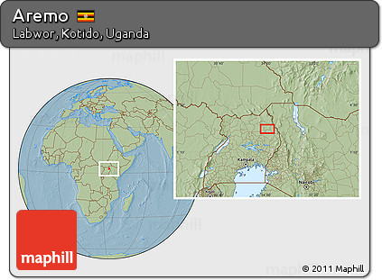 Savanna Style Location Map of Aremo, hill shading