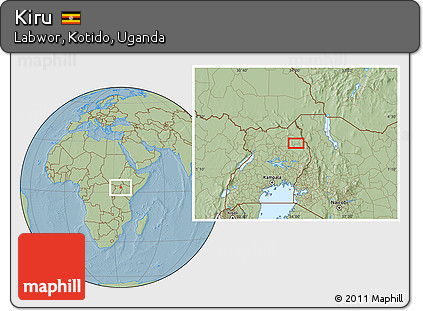 Savanna Style Location Map of Kiru, hill shading