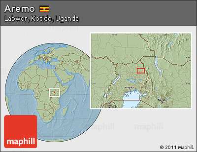 Savanna Style Location Map of Aremo, hill shading