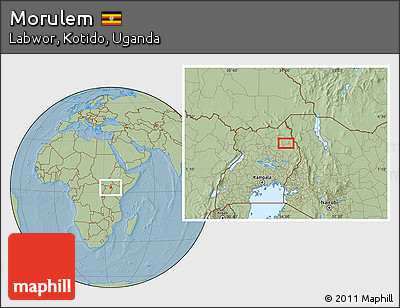 Savanna Style Location Map of Morulem, hill shading