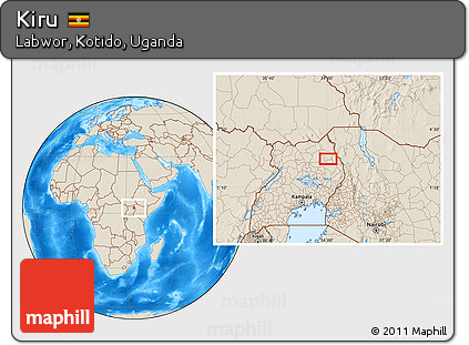 Shaded Relief Location Map of Kiru