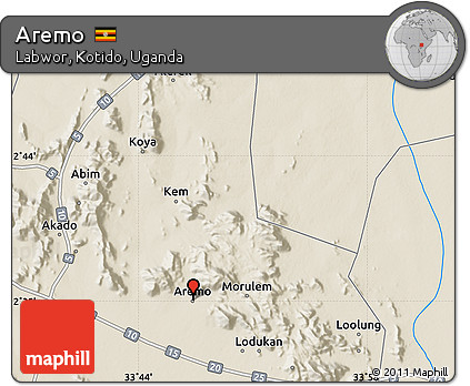 Shaded Relief Map of Aremo