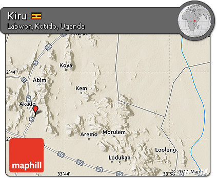 Shaded Relief Map of Kiru