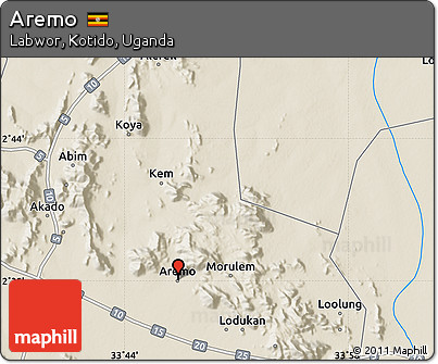 Shaded Relief Map of Aremo
