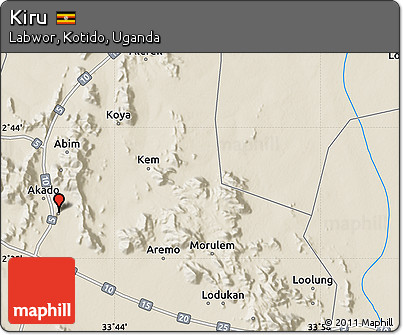 Shaded Relief Map of Kiru