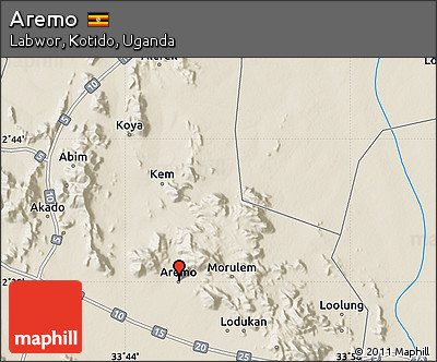 Shaded Relief Map of Aremo
