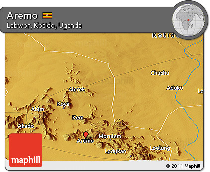 Physical Panoramic Map of Aremo