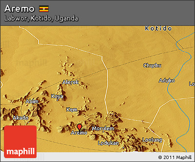 Physical Panoramic Map of Aremo
