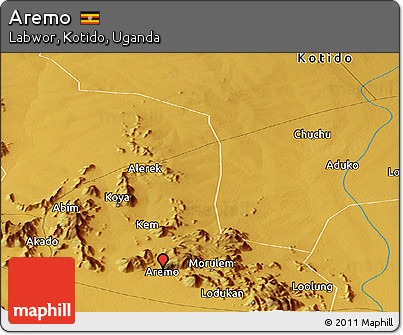 Physical Panoramic Map of Aremo