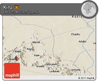 Shaded Relief Panoramic Map of Kiru