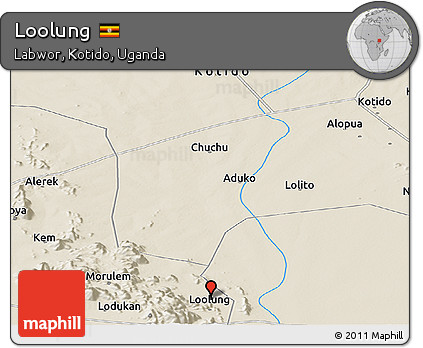 Shaded Relief Panoramic Map of Loolung