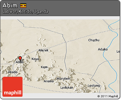 Shaded Relief Panoramic Map of Abim