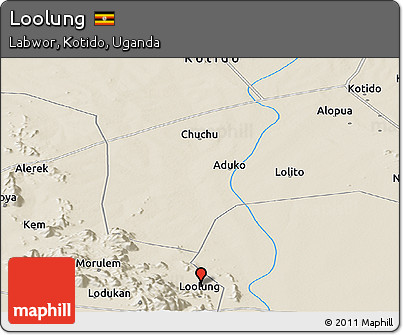 Shaded Relief Panoramic Map of Loolung