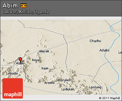 Shaded Relief Panoramic Map of Abim