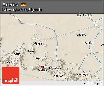 Shaded Relief Panoramic Map of Aremo