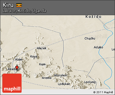 Shaded Relief Panoramic Map of Kiru