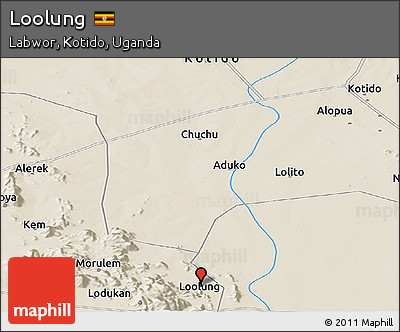 Shaded Relief Panoramic Map of Loolung