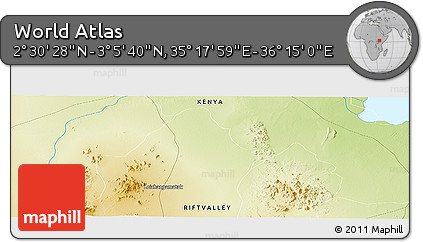 Physical Panoramic Map of the Area around 2° 48' 4" N, 35° 46' 29" E