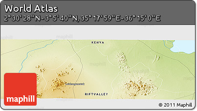 Physical Panoramic Map of the Area around 2° 48' 4" N, 35° 46' 29" E