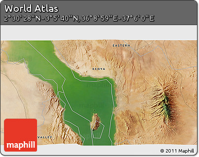 Satellite 3D Map of the Area around 2° 48' 4" N, 36° 37' 30" E