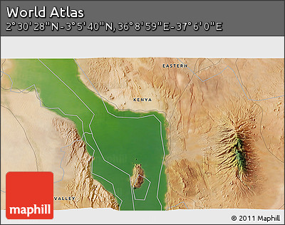 Satellite 3D Map of the Area around 2° 48' 4" N, 36° 37' 30" E