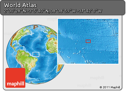 Physical Location Map of the Area around 2° 48' 4" N, 38° 10' 29" W