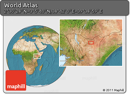 Satellite Location Map of the Area around 2° 48' 4" N, 39° 10' 29" E