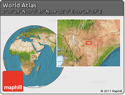 Satellite Location Map of the Area around 2° 48' 4" N, 39° 10' 29" E