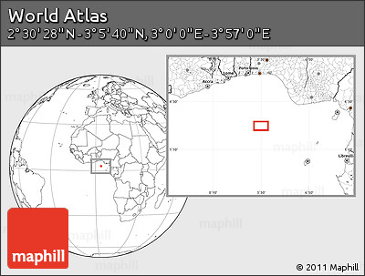 Blank Location Map of the Area around 2° 48' 4" N, 3° 28' 30" E