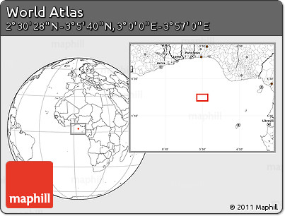 Blank Location Map of the Area around 2° 48' 4" N, 3° 28' 30" E