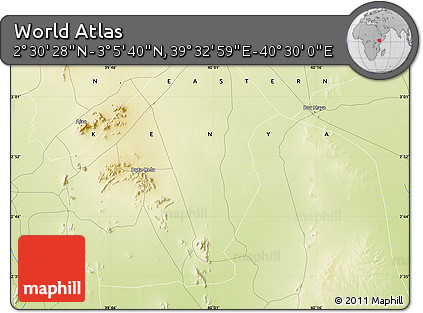 Physical Map of the Area around 2° 48' 4" N, 40° 1' 29" E