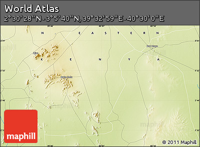 Physical Map of the Area around 2° 48' 4" N, 40° 1' 29" E