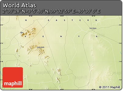 Physical Map of the Area around 2° 48' 4" N, 40° 1' 29" E