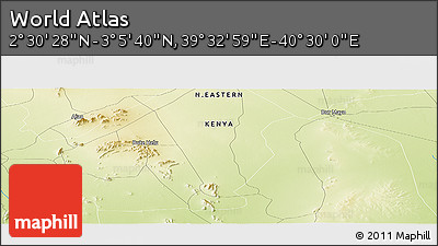 Physical Panoramic Map of the Area around 2° 48' 4" N, 40° 1' 29" E