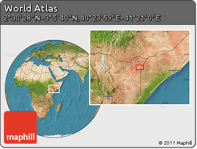 Satellite Location Map of the Area around 2° 48' 4" N, 40° 52' 30" E