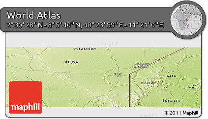 Physical Panoramic Map of the Area around 2° 48' 4" N, 40° 52' 30" E